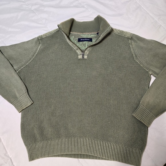 Tommy Bahama Other - Tommy Bahama Men's 1/4 Zip Pullover Sweater Green Knit Long Sleeve Casual Large